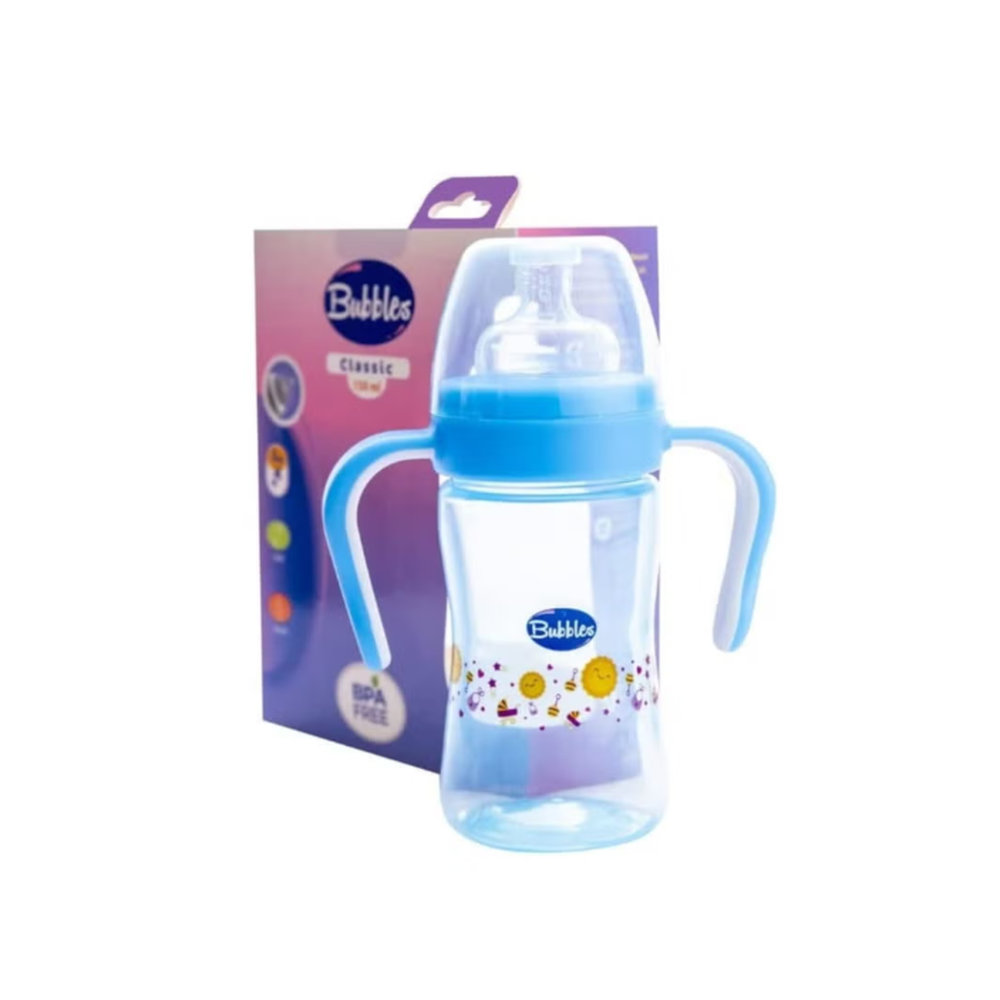 BUBBLES CLASSIC FEDDING BOTTLE 180ML WITH HAND